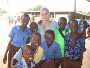Katchel with children in Ghana