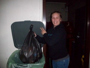 Sophomore Veronica Lathroum practices good recycling habits.